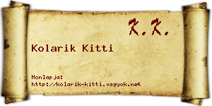 Kolarik Kitti névjegykártya